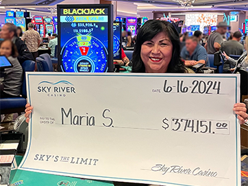 Sky River Casino Announces Lucky Triple Diamond Progressive Winner